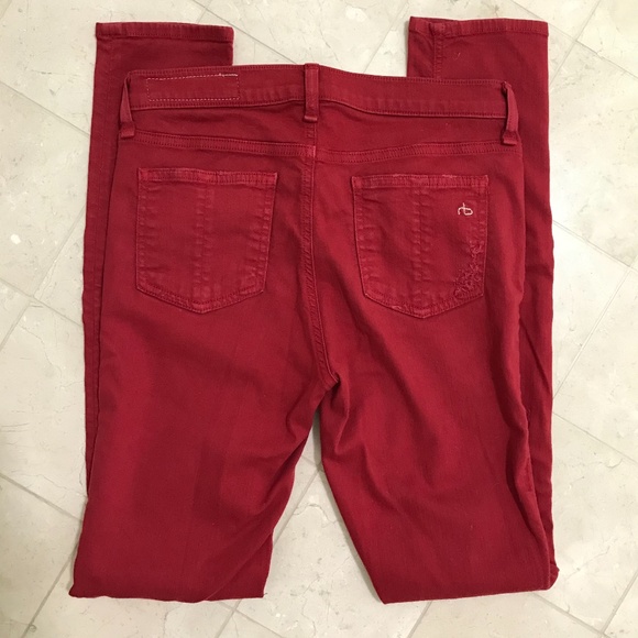 Rag & Bone Red Skinny Distressed Jean - 27 - Picture 6 of 11